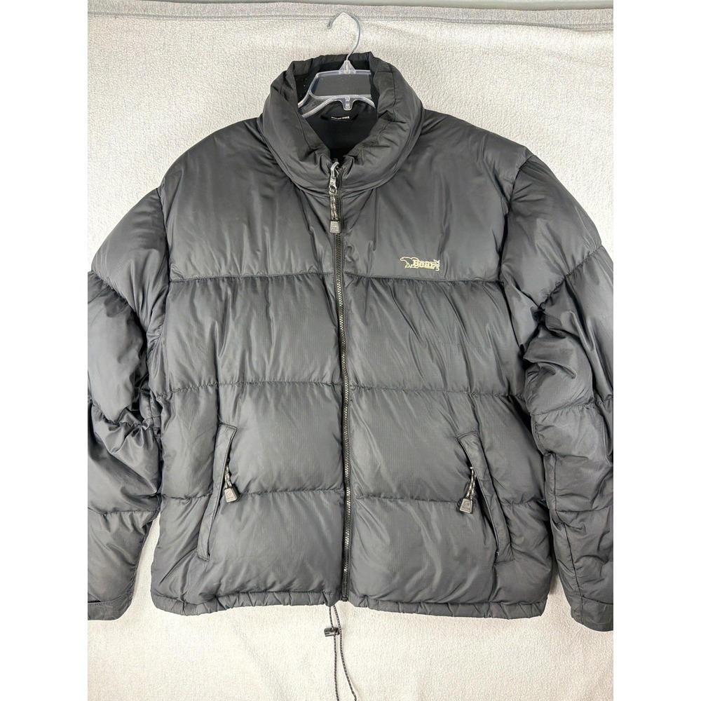 Vtg 90s Bear USA Heavy Down Puffer Jacket Black XL Bear Max Designs Streetwear